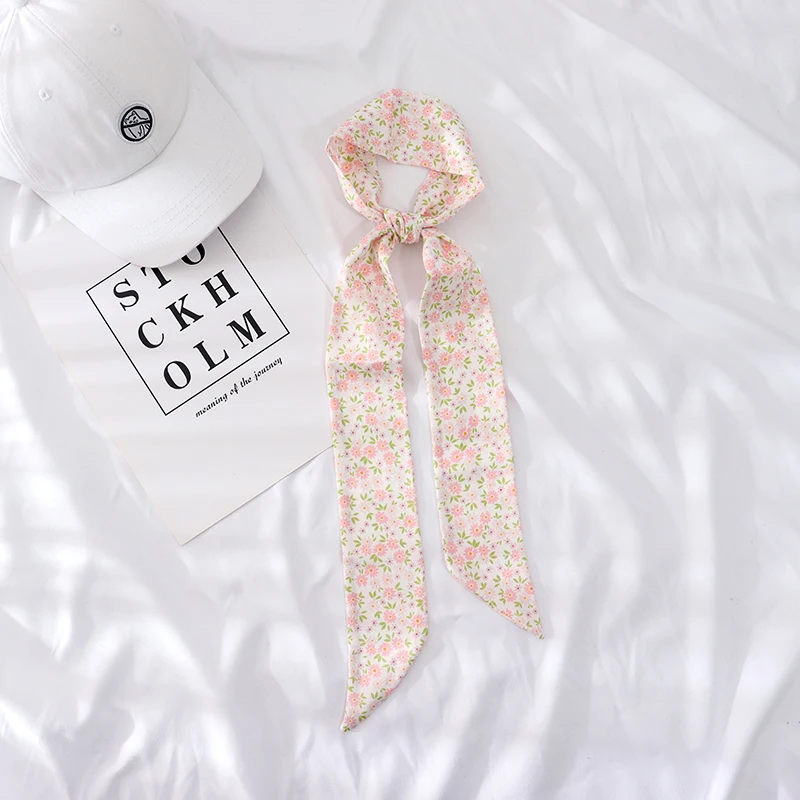 

120*6 small pure fresh spring autumn silk scarves summer lovely flower scarf female narrow strip women skinny scarf women