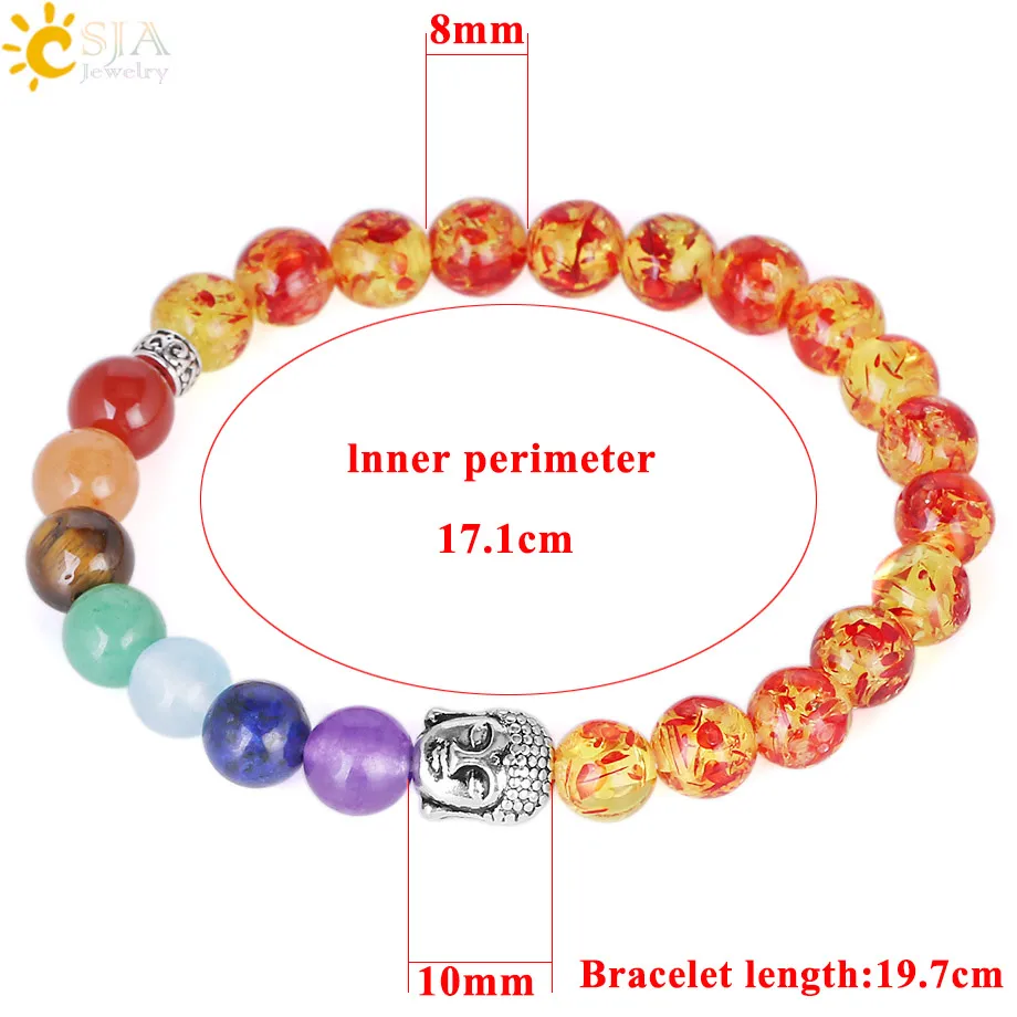 CSJA натуральный драгоценный камень 7 Чакра пьебальд амбар женский шарм браслеты