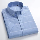Рубашка мужская в клетку с короткими рукавами, Повседневная сорочка из чистого хлопка, дышащая рубашка в полоску, в клетку, лето