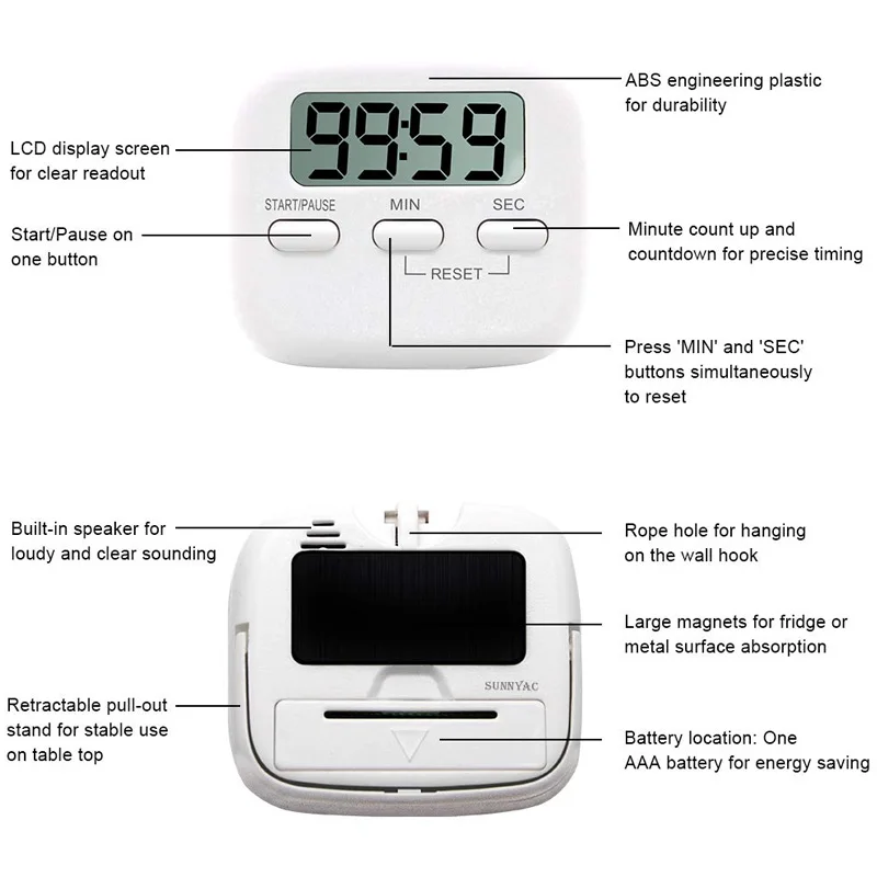 Цифровой кухонный таймер небольшие магнитные таймеры с ЖК-дисплеем и подставкой