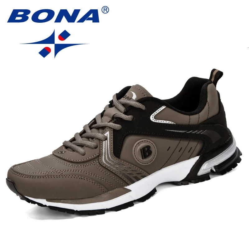 Medium Grey Black BONA спортивная обувь для мужчин светильник дышащие кроссовки хорошие пробежки спортивные кроссовки темно-синие Zapatillas Спортивная обувь беговые кроссовки - Color: Medium Grey Black