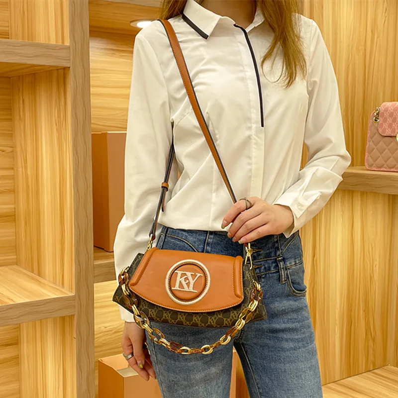 

Ladies Retro High-end Letter Printed Shell Bag 2022 New Texture Fashion Chain One Shoulder Messenger Bag for Women Neverful Bags