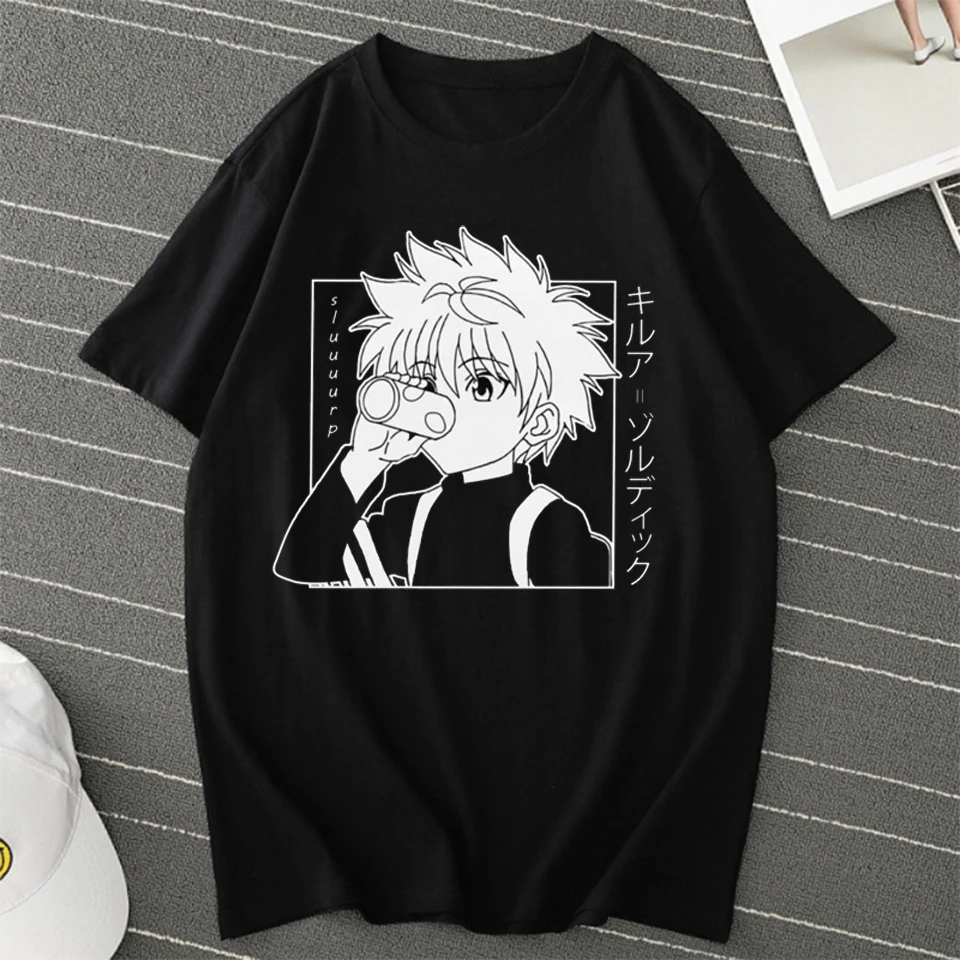 

Hot sale men and women pure cotton T-shirt cartoon pattern heat transfer T-shirt O-neck fit soft anime manga T-shirt