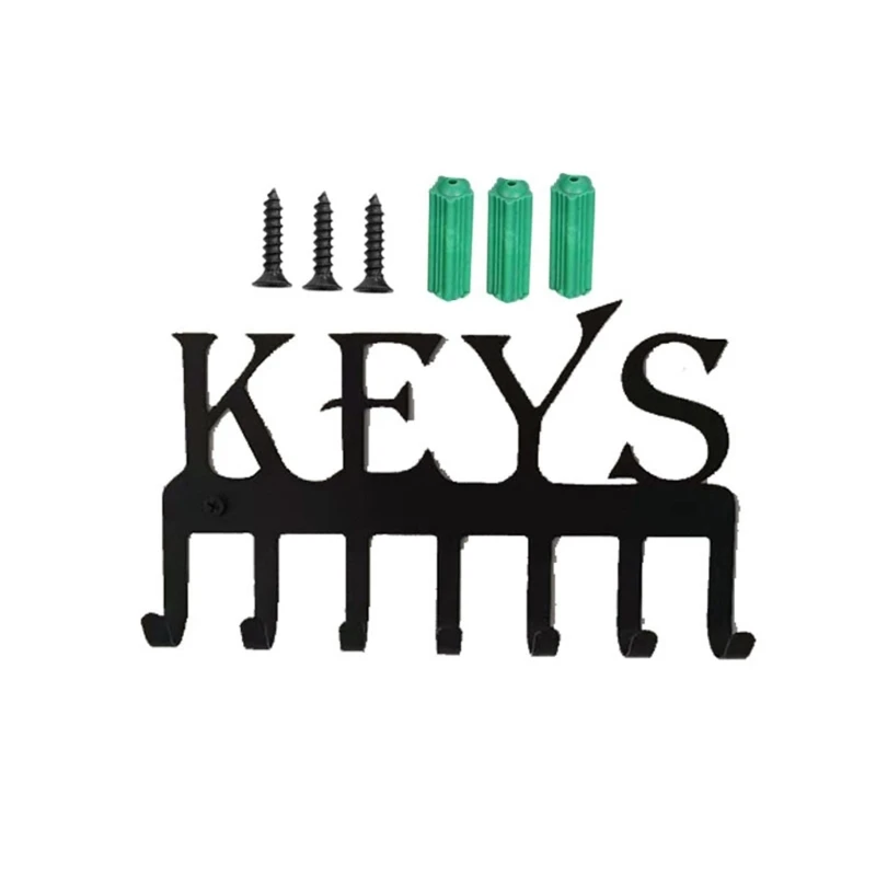 

Keys Holder for Wall Mounted 7 Hook Rack Metal Hanger Coat Clothes Hat Organizer Front Door Kitchen Bathroom Decoration