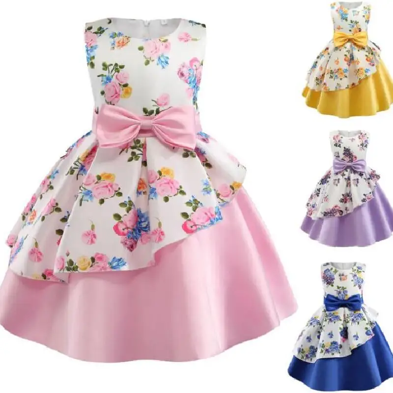 

Bow Flower Dress For Girls Birthday Present Wedding Party Princess Girls Dress Toddler Girl Dresses Costume Kids Clothes