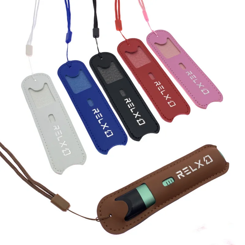 Small Smoke Flat Cigarette Electronic Cigarette Small Leather Case Small Color Strip Special Lanyard Leather Bag Leather Bag