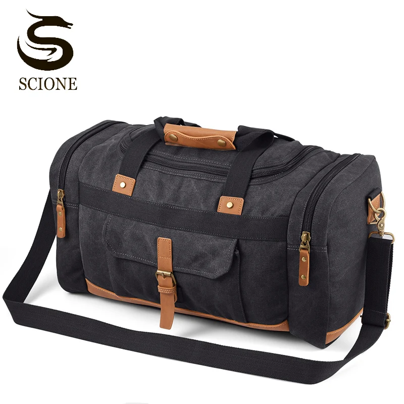 High Quality Canvas Handbag Men Travel Bag Khaki Male Shoulder Large Capacity Waterproof Scratchproof Weekend Bag Crossbody Bags
