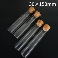 5pcslot 30x150mm clear flat bottom glass test tubes with cork wooden stoppers laboratory supplies