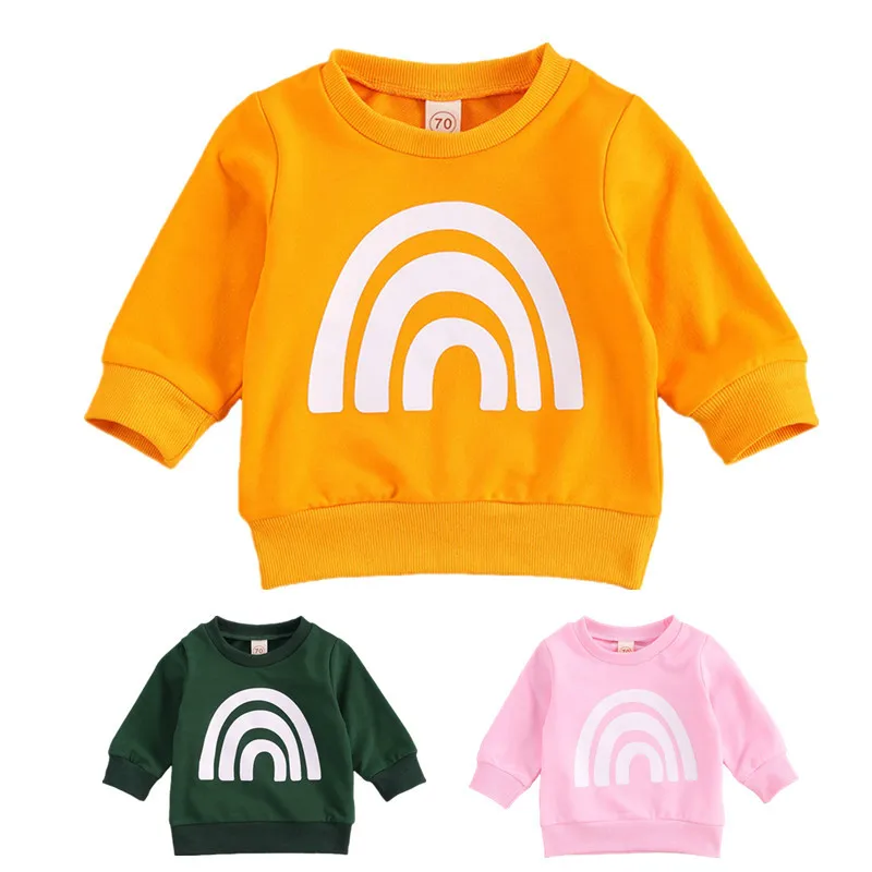 От 0 до 3 лет милый детский пуловер с длинным рукавом радужным принтом Свитшот