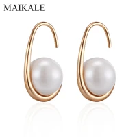 maikale new fashion 10mm pearl earrings gold silver color hook earrings with pearl stud earrings for women classic jewelry gifts