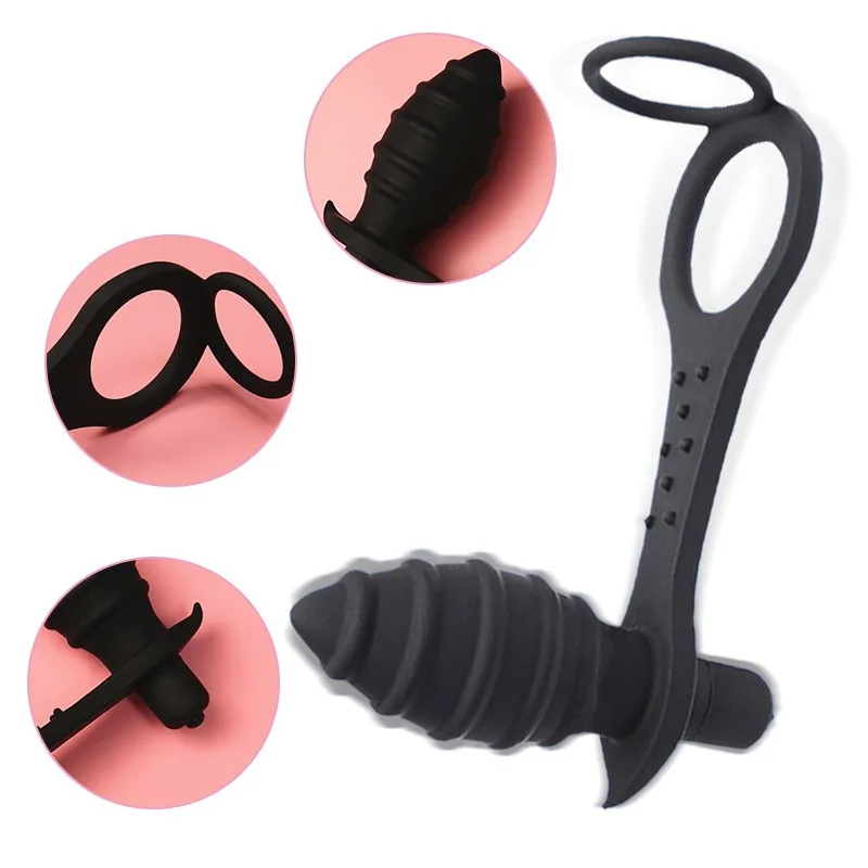 Вибратор кольцо на пенис Анальная пробка для массажа простаты силиконовые