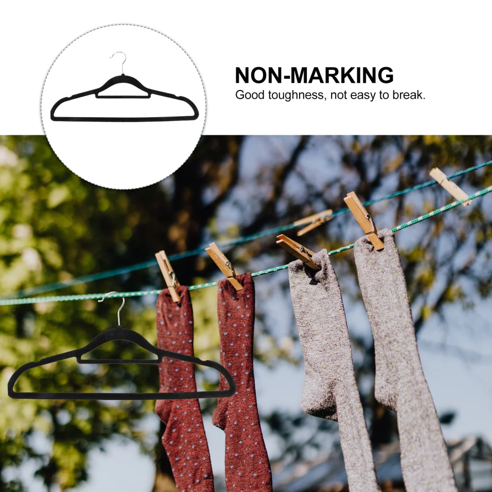 

10pcs Multifunction Flocked Non-Slip Clothes Racks Hangers (Black)