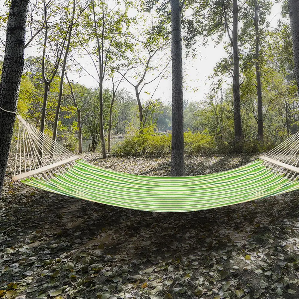 

Stylish Printing Style Hammock Camping Beach Swing Double Beds with Spreader Bar Detachable Pillow for Hiking Traveling