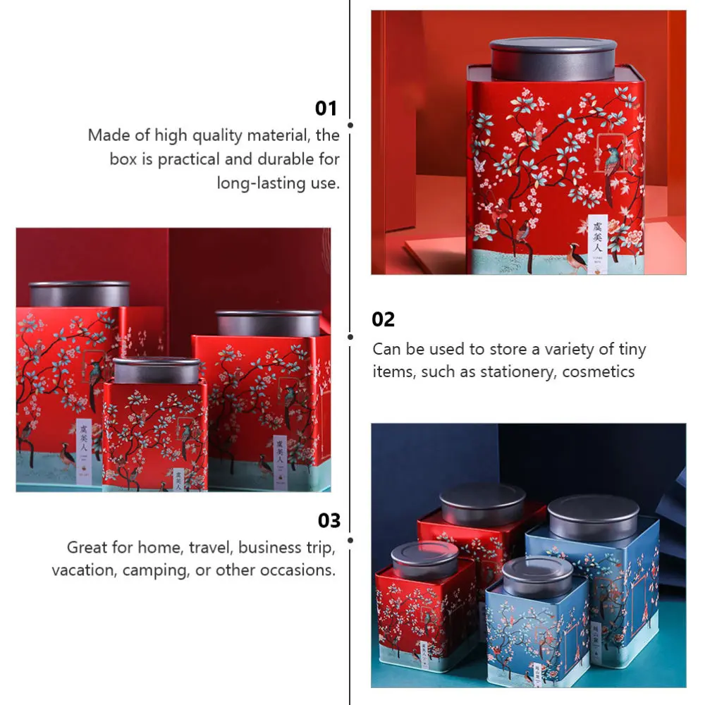 

1 Set Festival Tea Canister Tea Packaging Can Tea Storage Jar Gift with bag