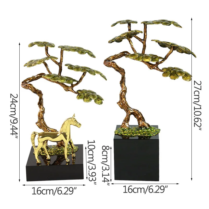

Chinese Guest-Greeting Pine Statue Metal Antique Pine Tree Sculpture Room Decor Fengshui Ornament Home Decoration Accessories
