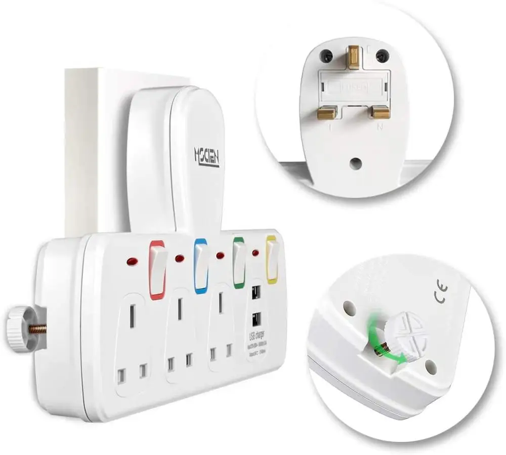 Штепсельная Вилка Великобритания 3 способа с USB Mscien настенная розетка расширение