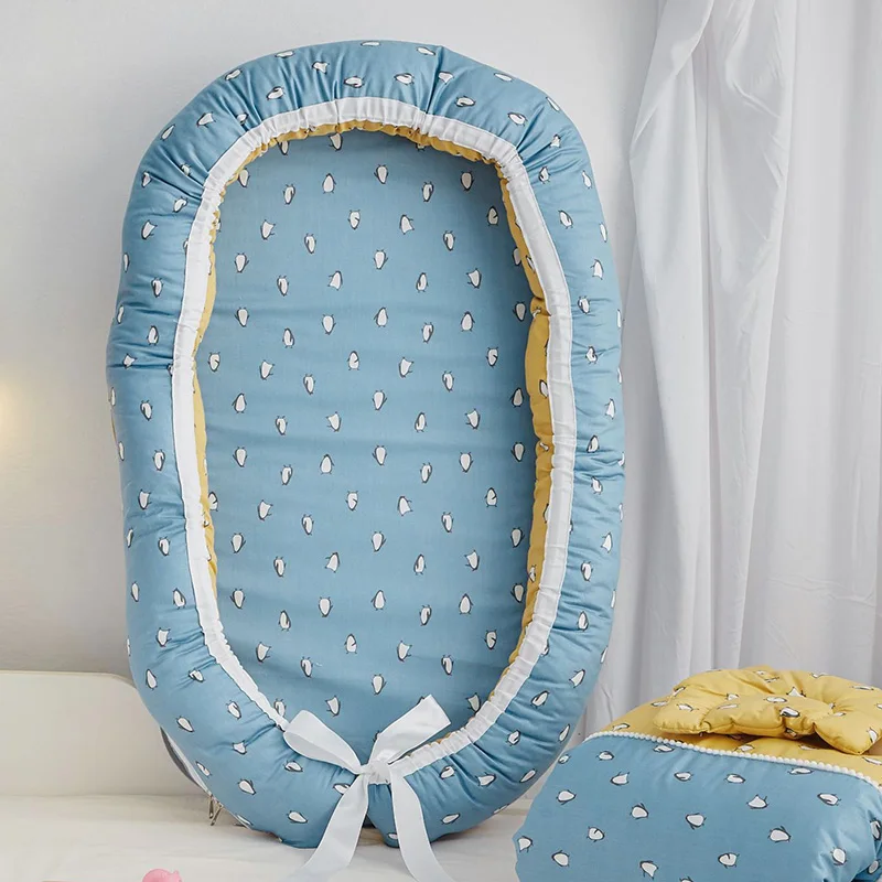 

Cotton Baby Bed Nest Portable Crib Newborn Travel Bed Bumpers Basket Infant Anti-rollover Sleeping NursingBXX040