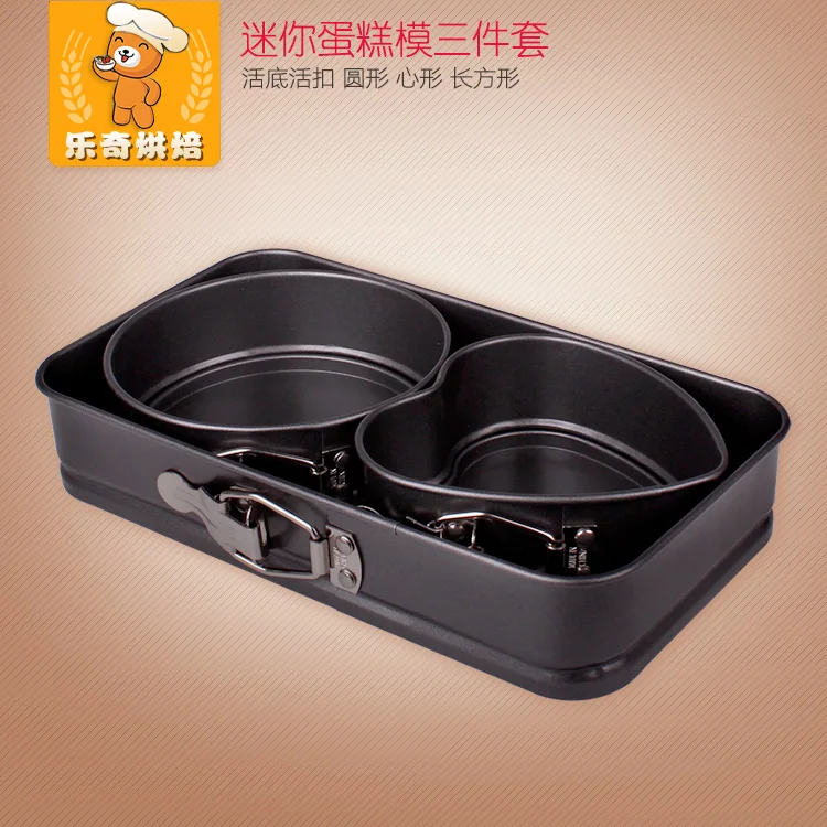 

Metal Black Baking Live Bottom Buckle Cake Mold Lovely Round Square Set Oven Mold Three Piece Patisserie Kitchen Tools EB50DG