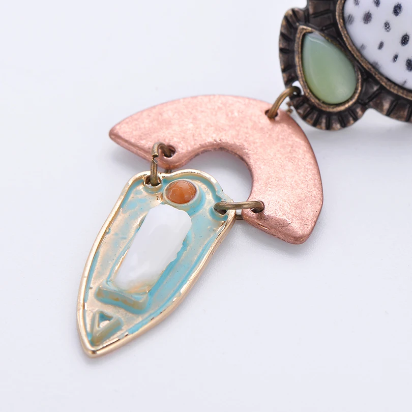 Этнические геометрические круглый натуральный камень Висячие серьги для женщин