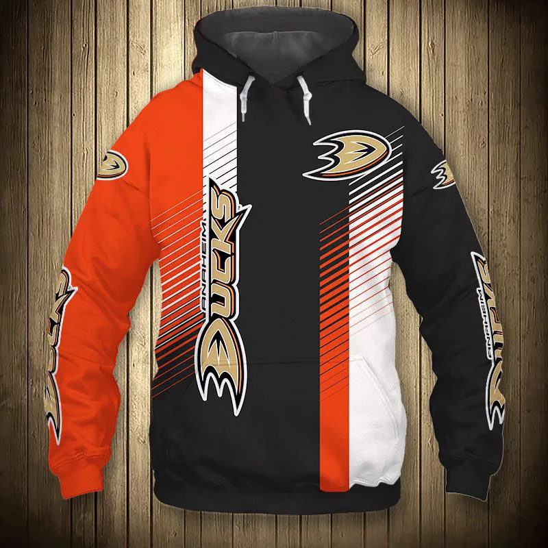 

Orange black stitching khaki darts print sweatshirt Anaheim men's casual Ducks hoodie