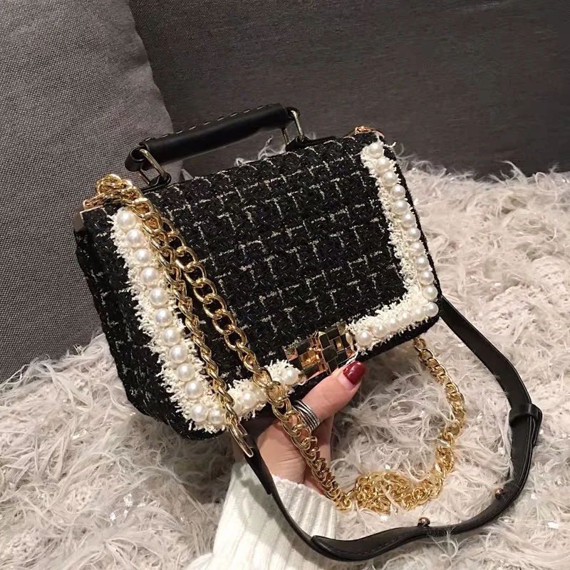 Зимняя модная Новая женская квадратная сумка тоут качественная шерстяная