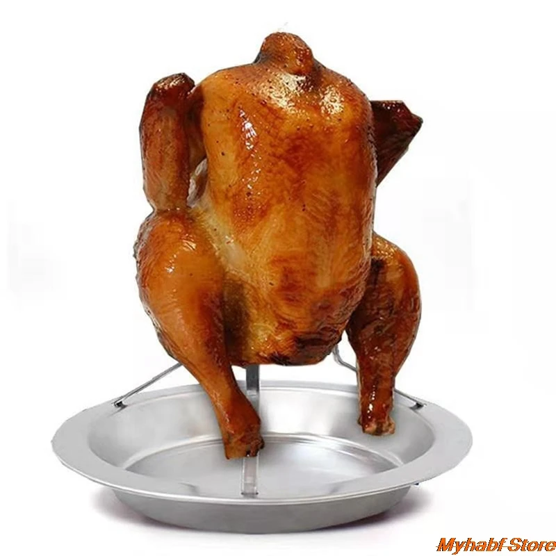 

Stainless Steel Chicken Roaster Rack Non-stick Turkey Duck Roaster Holder Rack Barbecue Chicken Grilled Pan Roast Stand BBQ Tool