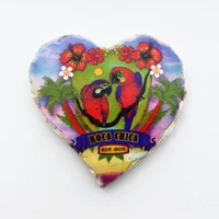 qiqipp dominican republic boccachica heart shaped parrot tourism commemorative decorative crafts magnetic refrigerator sticker