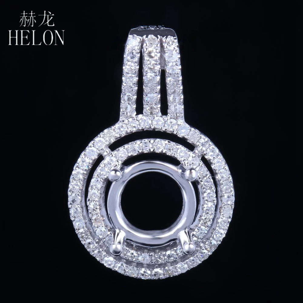 

HELON 6-7 мм круглый разрез Твердые 10 к белое золото натуральные Алмазы обручальные свадебные полу крепление кулон женские вечерние ювелирные изделия подарок