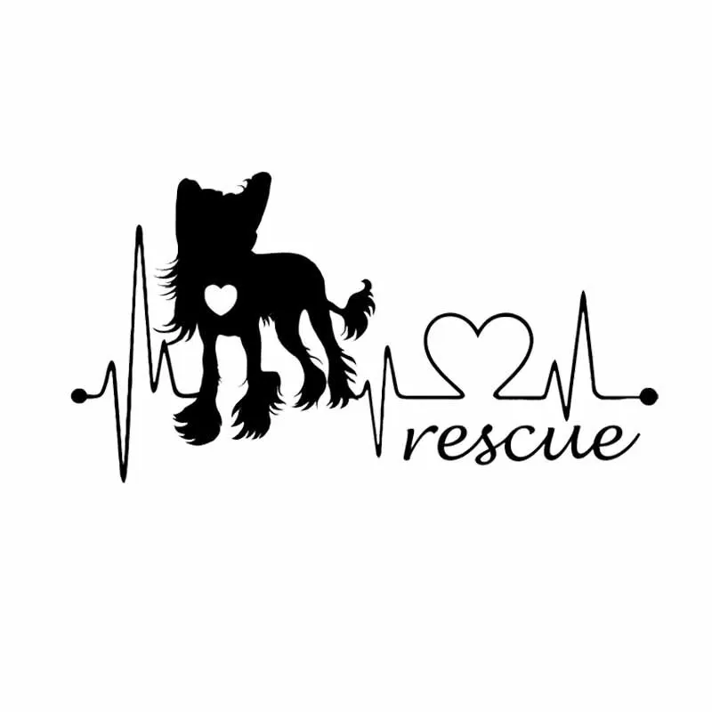 

Chinese Crested Dog Rescue Heartbeat Car Sticker Fashion Auto Accessories PVC Bumper Decoration Waterproof Sunscreen Decal