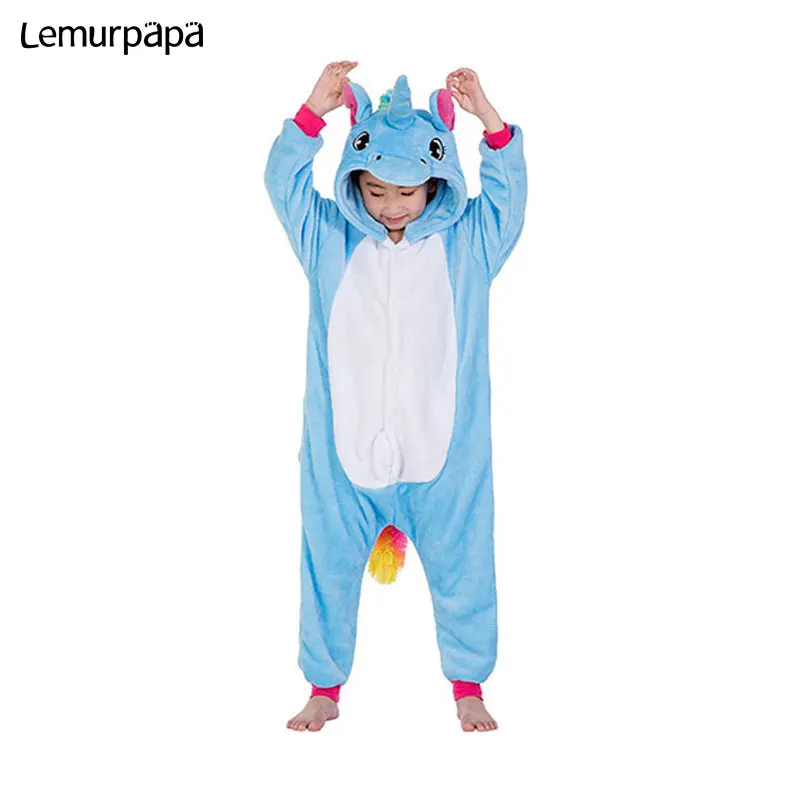 kids Animal Pajama Set Lion Fox Unicorn Kigurumis Zipper Onesie Children Boy Girl Costume Winter Warm Clothing Funny Cute Outfit | Детская