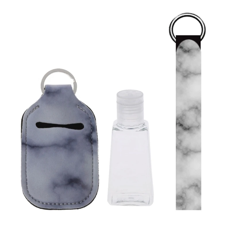 

Portable 1 oz Refillable Empty Travel Bottles with Wristlet Keychain Holder Set