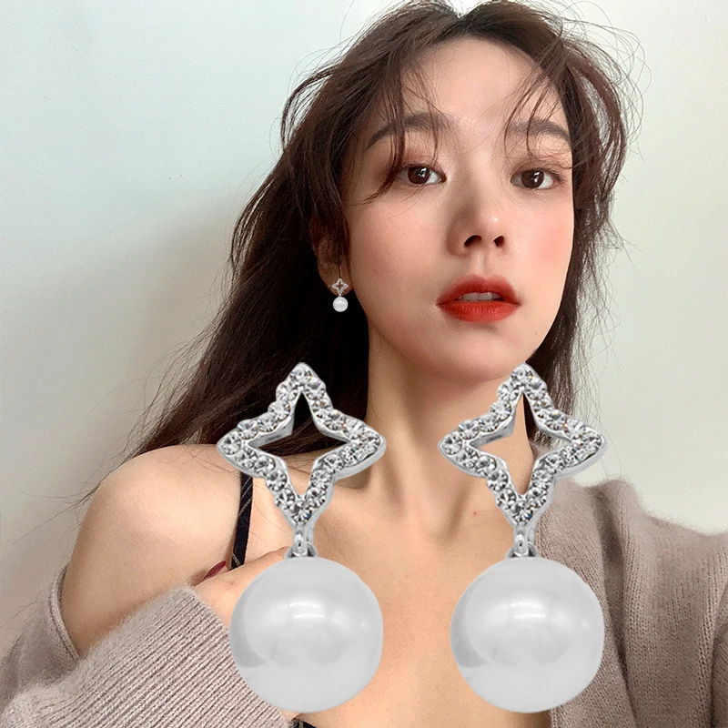 Классические модные жемчужные серьги для девочек элегантные длинные круглые