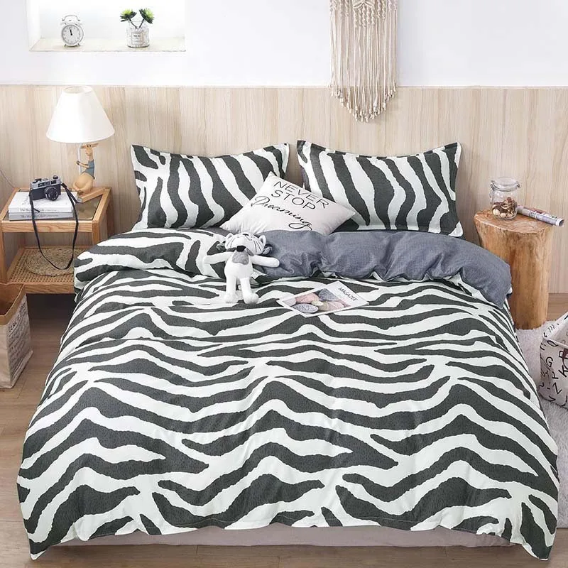 

Алоэ хлопок Пододеяльник подушка чехол простыня Спальня Зебра Печать двуспальное постельное белье набор чехлов King Queen Twin Океании