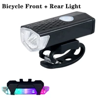 led bicycle front and rear light set usb rechargeable mountain bike tail light headlight waterproof cycling safety warning lamp