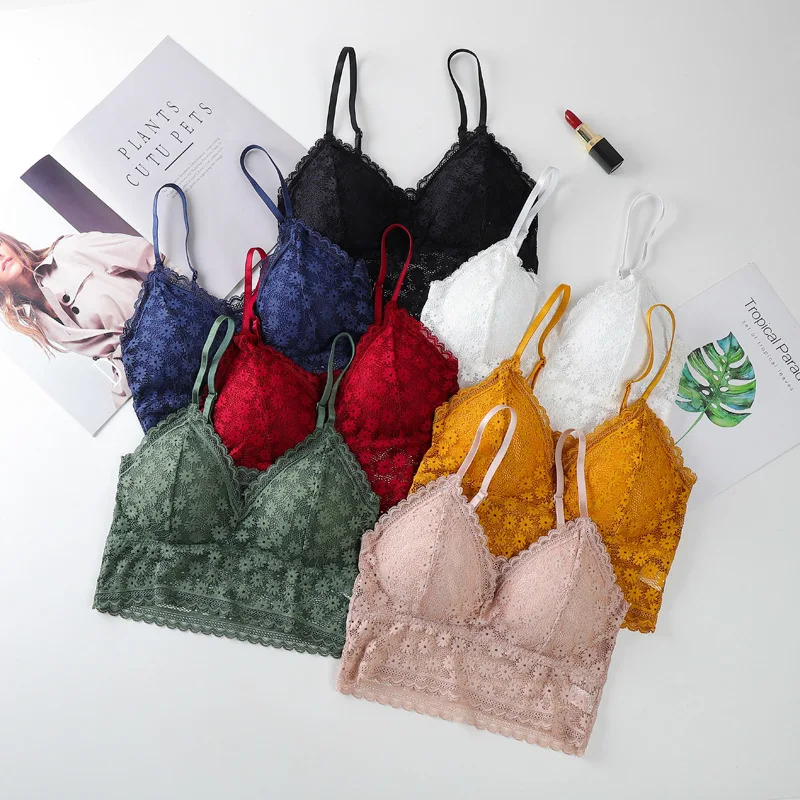 

Women Crop Top Tank Lace Seamless Underwear Lace Crop Tops Women Sexy Lingerie Padded Camisole Femme