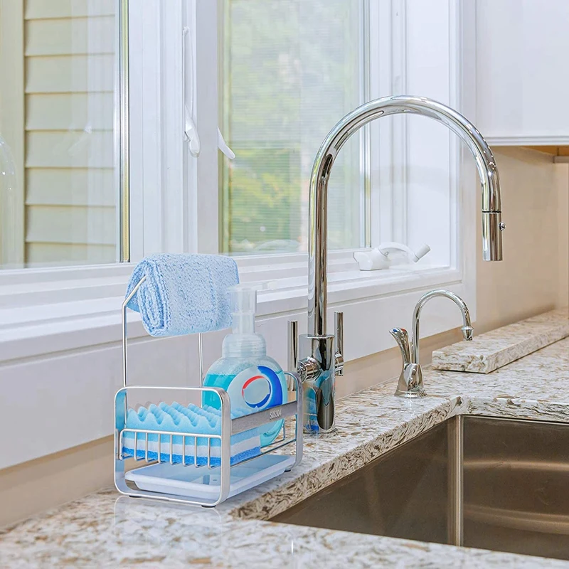 

Sink Caddy Organizer Sponge Holder, Premium Stainless Steel for Soap Brush Organization
