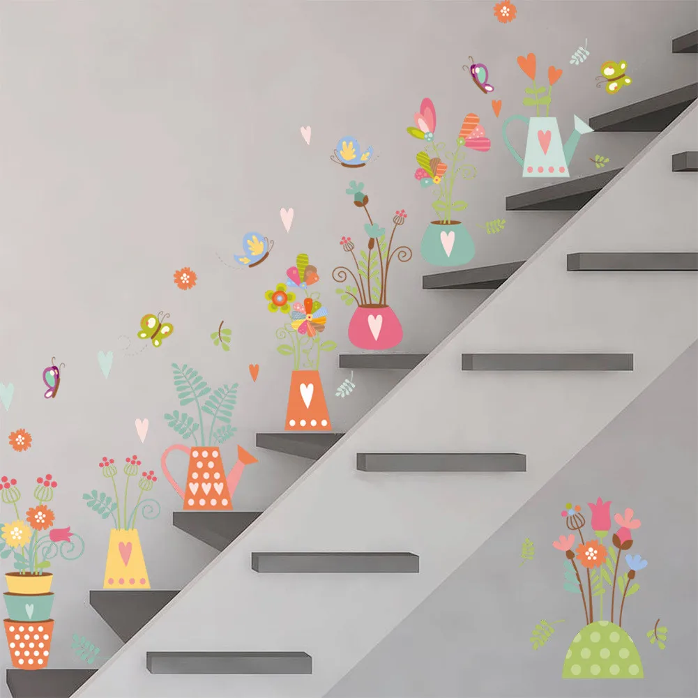 Съемный Виниловый с изображением цветка бабочки водонепроницаемые наклейки на