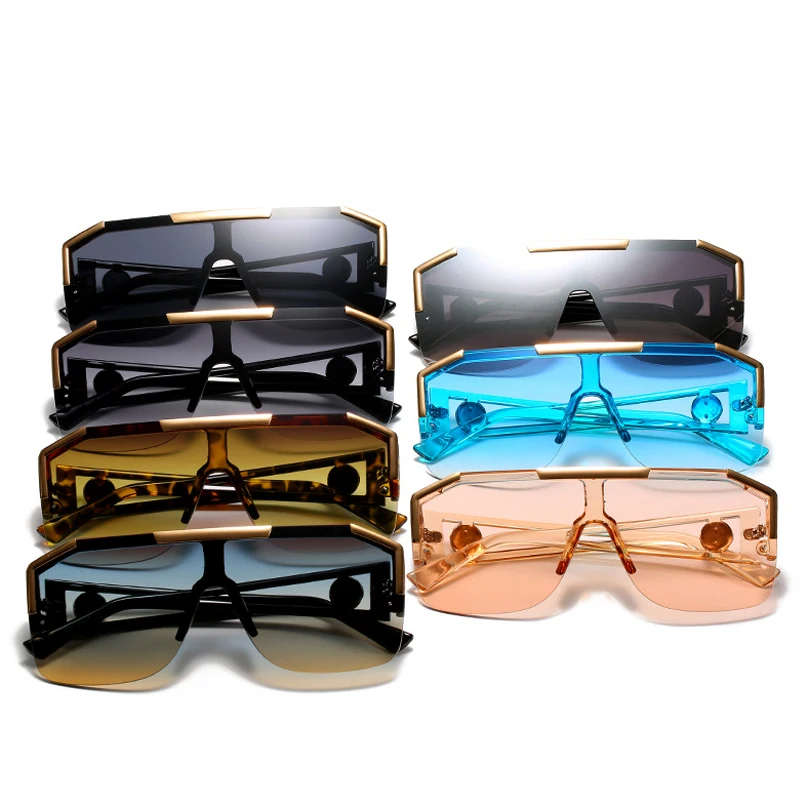

HEG-H 2021 Gradient Oversized Square Sunglasses Men Women Big Frame One Piece Lens Sun Glasses Gradient Driving Unisex Eyewear