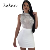 kakan summer new hot sexy dress womens mesh hot diamond dress nightclub club party dress