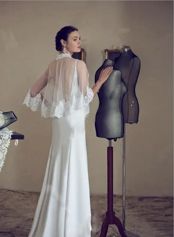 

Lace Hem Wedding Party Shawl Ivory Bride wrap BOLERO White Bridal Wedding jacket Appliques Bride Wrap Formal Bolero Bridal Wrap