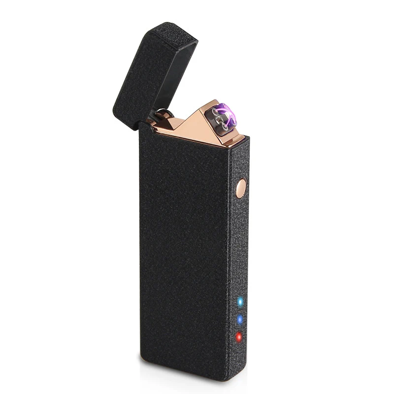 Matte Black Двойные электронные дуги прикуривателя USB металла Перезаряжаемые Ветрозащитный Непламено Электрический зажигалки плазмы с Дисплей свет зажигалка зажигалка usb - Цвет: Matte Black