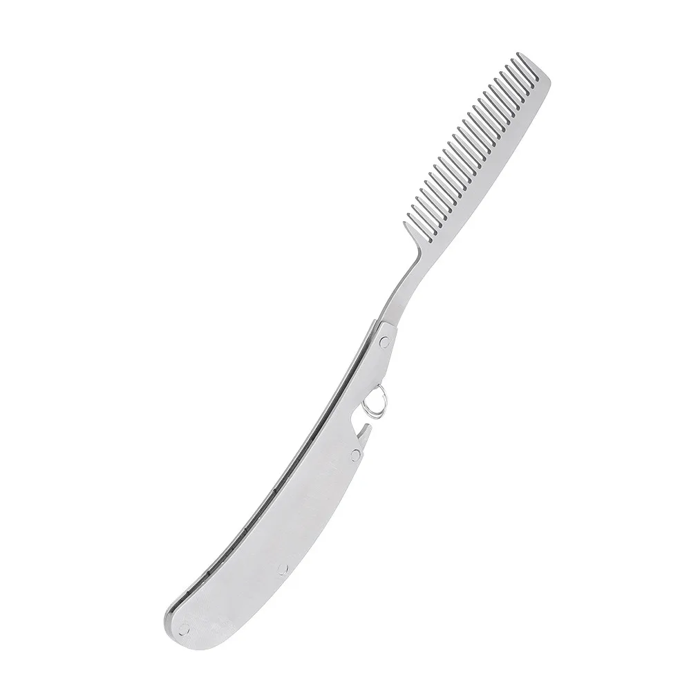 

Folding Men's Beard Comb Male Mustache Shaving Brush Stainless Steel Pocket Comb Facial Hair Brush