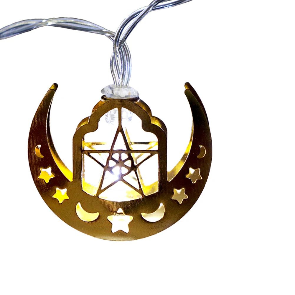 

10 LED Golden Ramadan Moon Star Lamp Arab Festival Lighting String Hanging Pendant Party Garland Wedding Decoration
