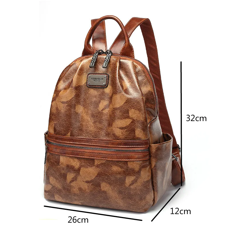 

YourSeason Ladies Casual Oil Wax Leather Backpack 2021 Large Capacity Fashion Women Outdoor Travel Bags Multi Compartment