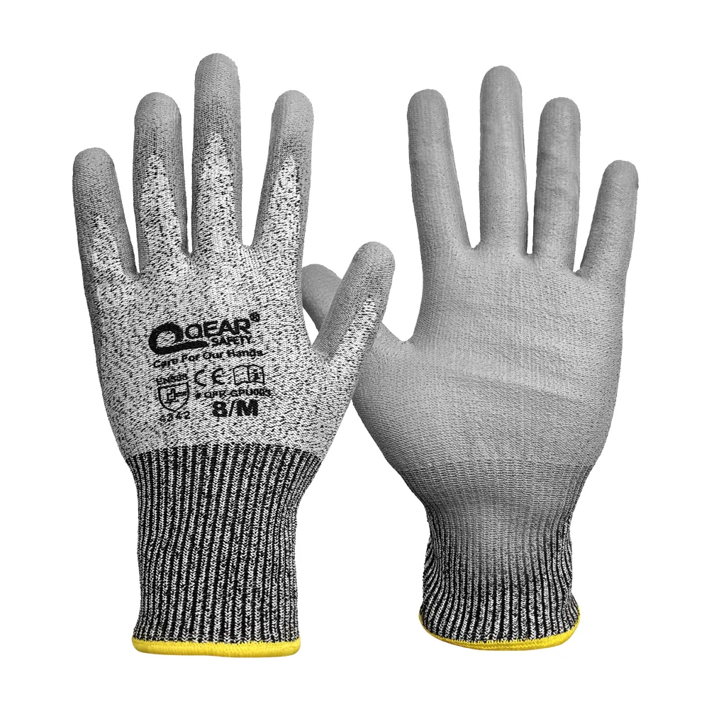 Защитные перчатки Qear Safety Cut 3 HPPE защитные рабочие с тонким полиуретановым