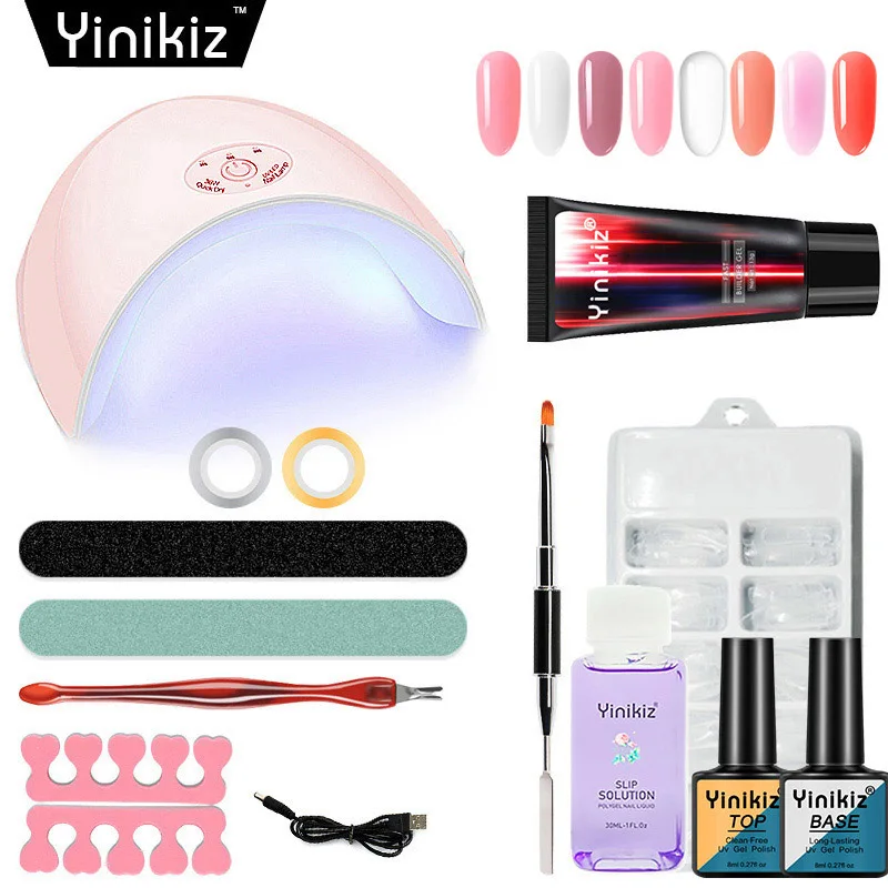 

Yinikiz Poly Extension Nail Gel Thick Builder Gel Natural Camouflage Nail Gel Polish Kit Nails Art Manicure Tools 36w UV Kits