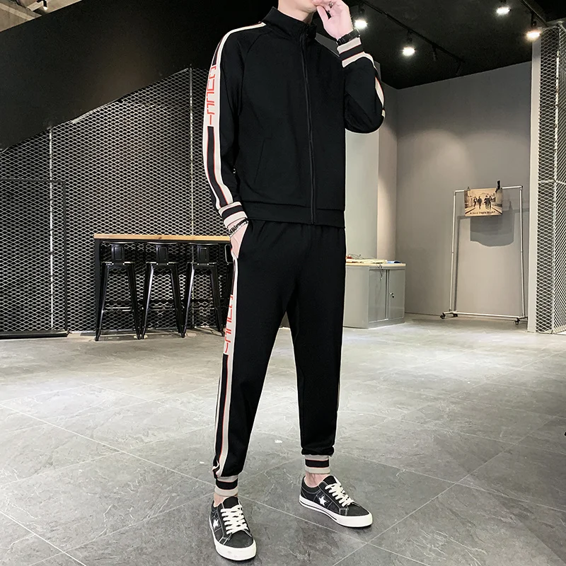 

2021 New Men's Fashion Brand Luxury Classic Side Ribbon Logo Coat Leisure Sports Suit Designer Men Clothing Sets Tracksuit