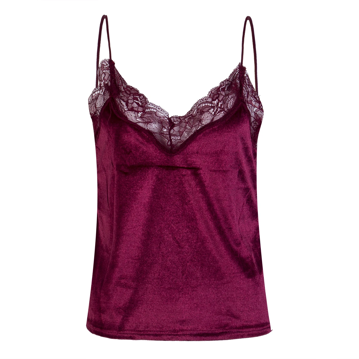 Женская приталенная кружевная бархатная майка без рукавов с V образным