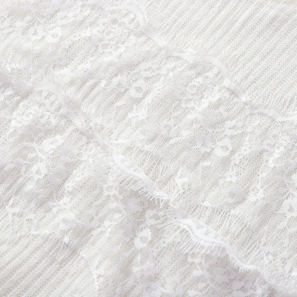 Женская кружевная блузка с длинным рукавом и v-образным вырезом свободная