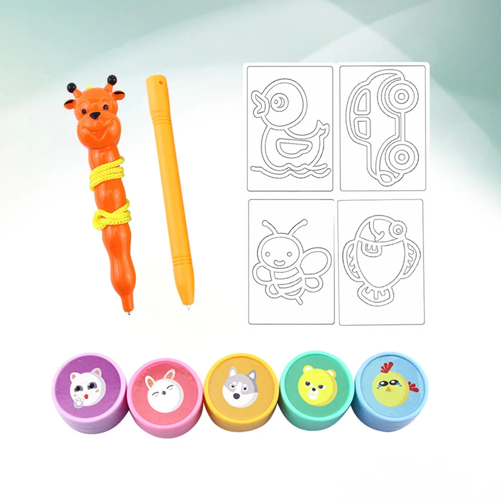 

1 Set Colorful Magnetic Drawing Board Creative Graffiti Magnetic Pen Adorable Animal Stampers Educational Drawing Board Accessor